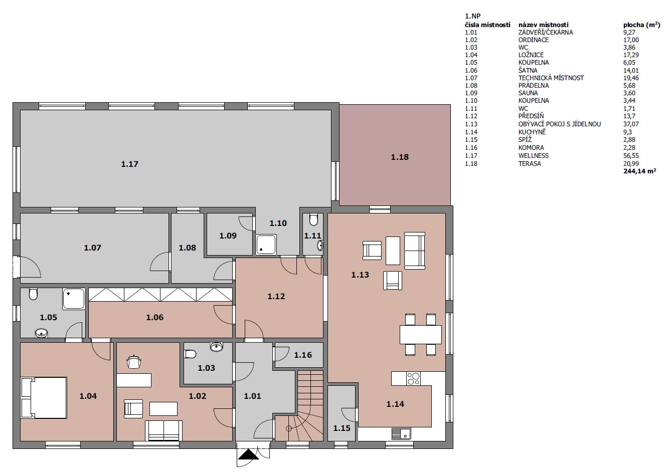 Rodinný dům v Kunicích - 1. podlaží