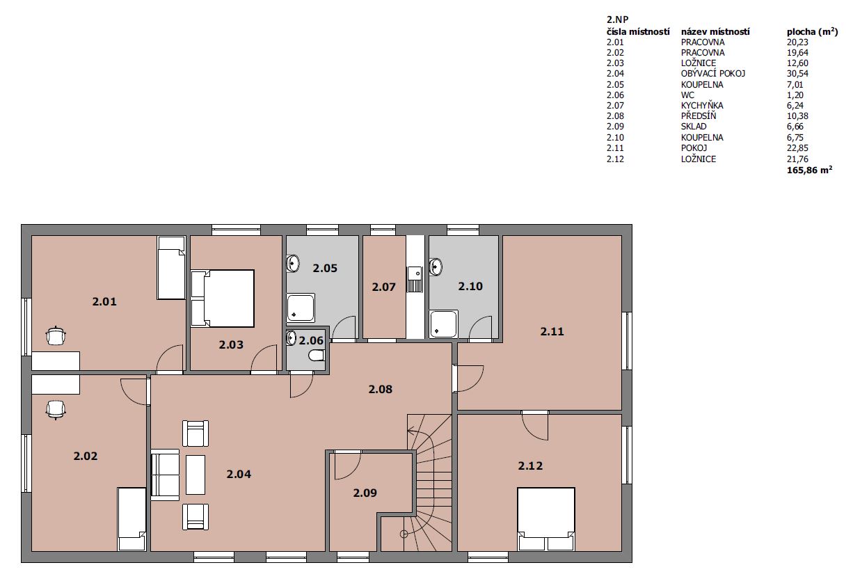 Rodinný dům v Kunicích - 2. podlaží