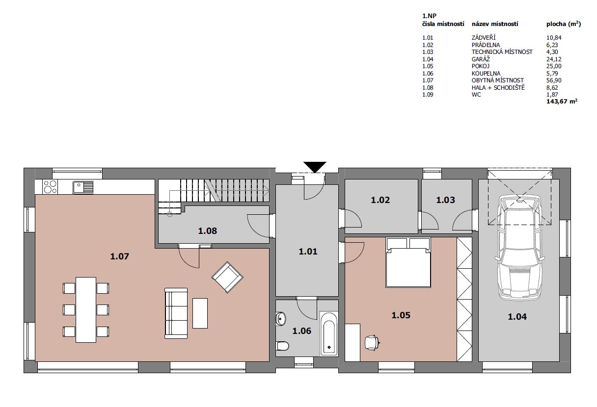 Rodinný dům v Újezdu - 1. podlaží